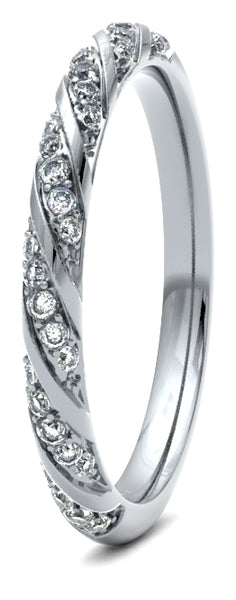 Round Brilliant Cut Diamond Set Rope Twist wedding band available in Various precious metals and diamond carat weights