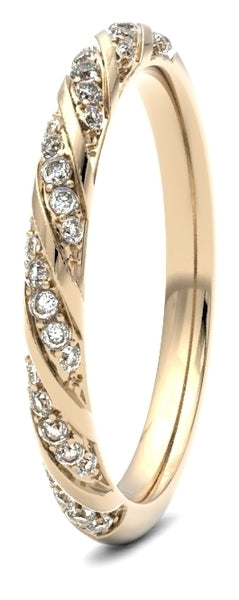 Round Brilliant Cut Diamond Set Rope Twist wedding band available in Various precious metals and diamond carat weights