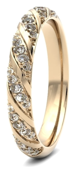 Round Brilliant Cut Diamond Set Rope Twist wedding band available in Various precious metals and diamond carat weights