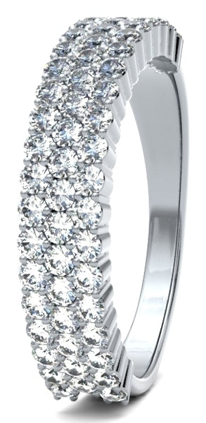 Glamorous diamond carat triple row claw ring