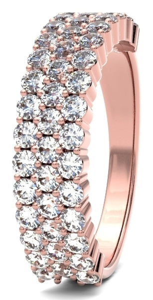 Glamorous diamond carat triple row claw ring