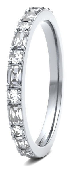 Unveiling Brilliance - Round and Baguette Diamond Castle & Claw Set Band