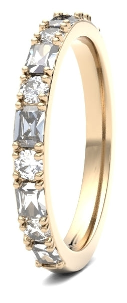 Unveiling Brilliance - Round and Baguette Diamond Castle & Claw Set Band