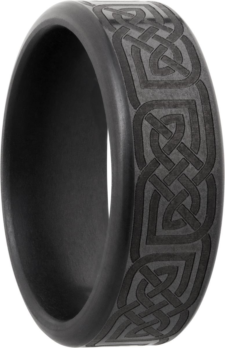 Black Diamond Celtic Design 8.0mm Ring - Matte Finish