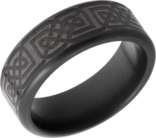 Black diamond Laser Engraved celtic band. Henry D Johnstone Jewellers. Alderley Edge, Poynton, Cheshire.