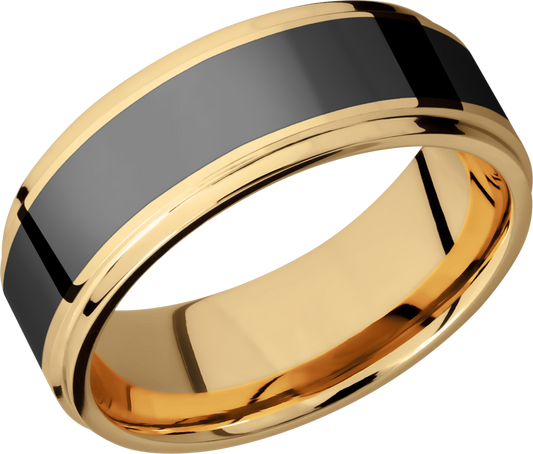 18k yellow gold reverse inlay band. Henry D Johnstone Jewellers. Alderley Edge, Poynton, Cheshire.