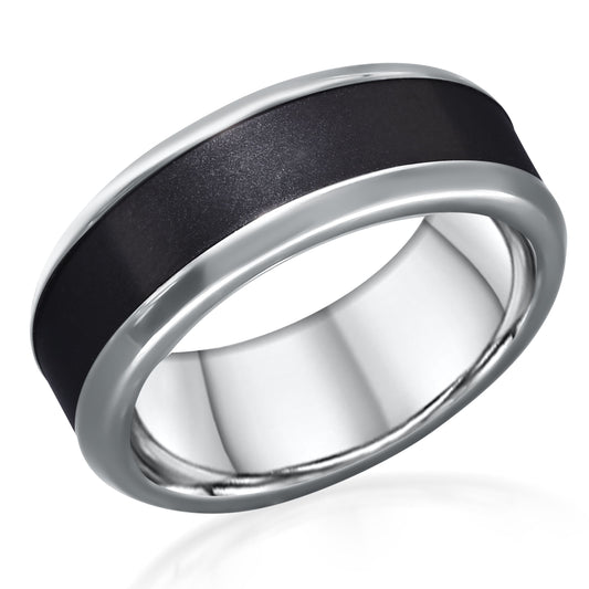 Titanium band with reverse inlay design. Henry D Johnstone Jewellers. Alderley Edge, Poynton, Cheshire.