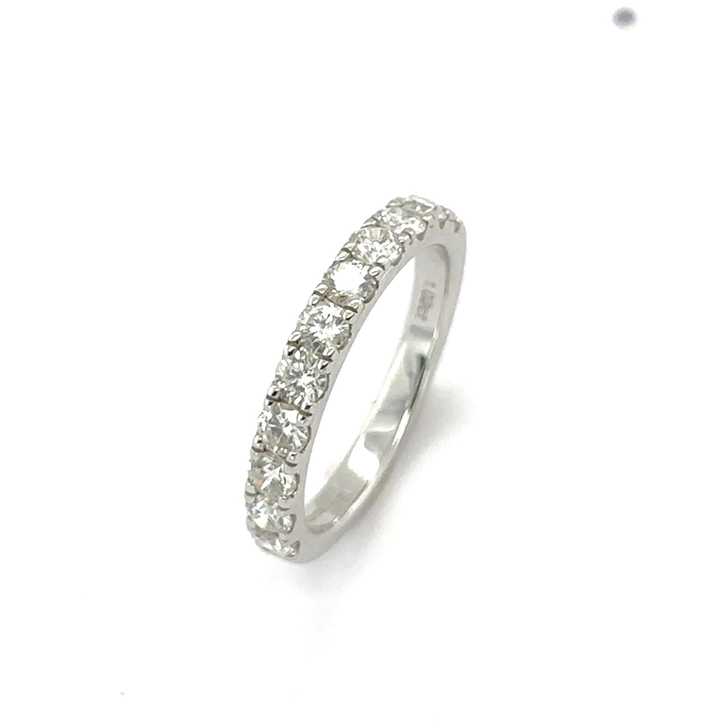 18ct white gold brilliant cut diamond claw set half eternity ring - 1.00ct