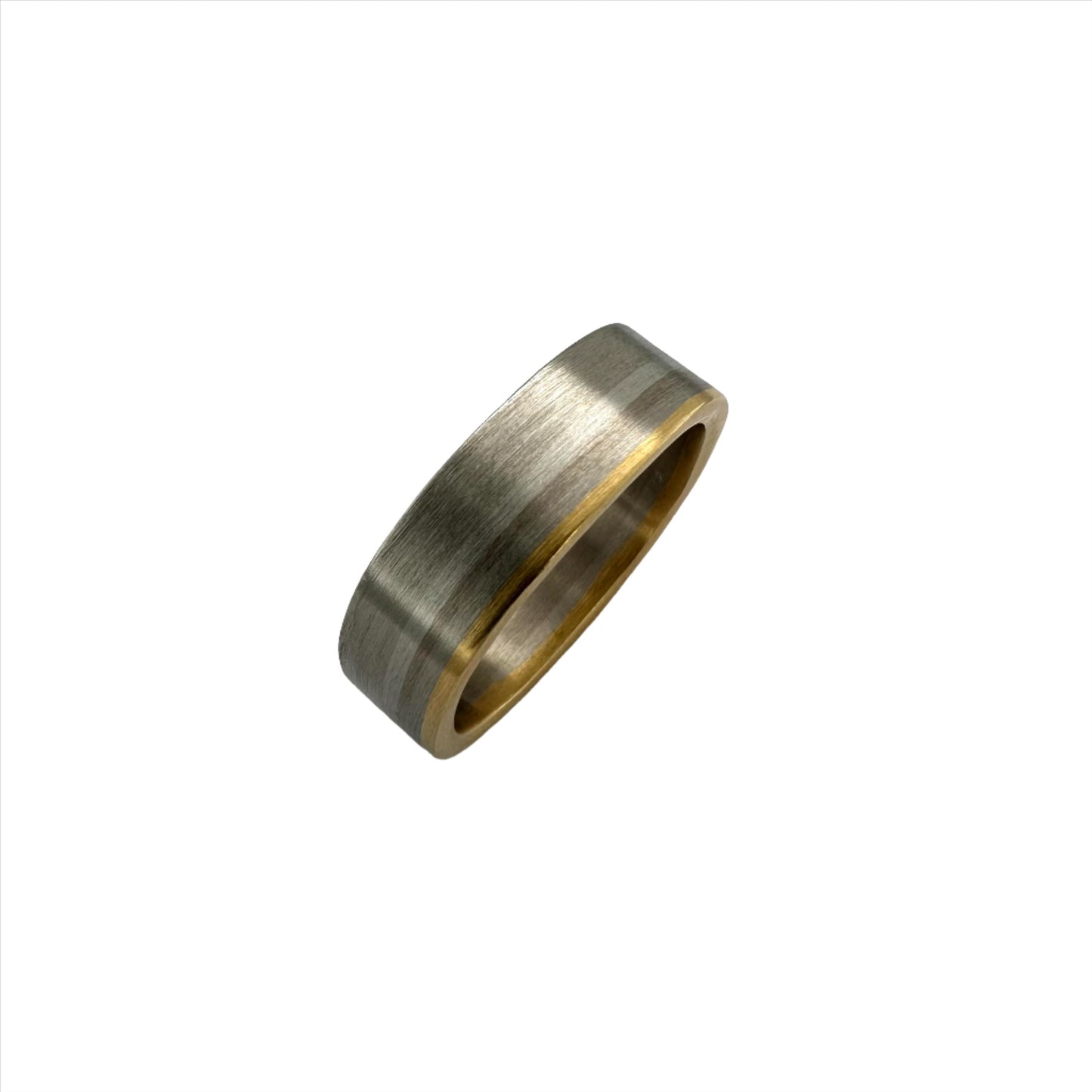 Palladium and 18ct Yellow & White Gold 6.5mm Wedding Band. Henry D Johnstone Jewellers. Alderley Edge, Poynton, Cheshire.