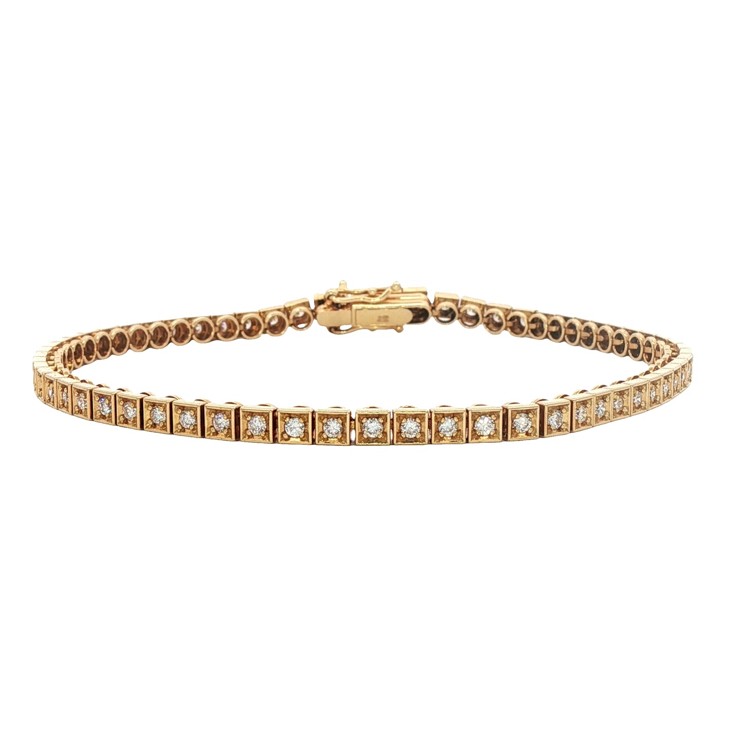 18ct Yellow Gold Diamond Set Line Bracelet - 0.95ct