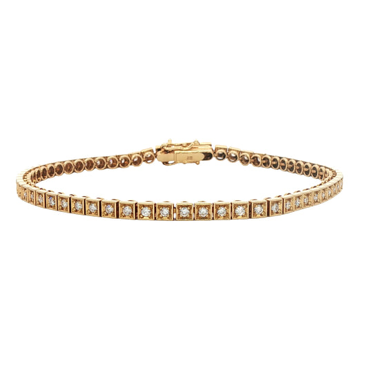 18ct Yellow Gold Diamond Set Line Bracelet - 0.95ct