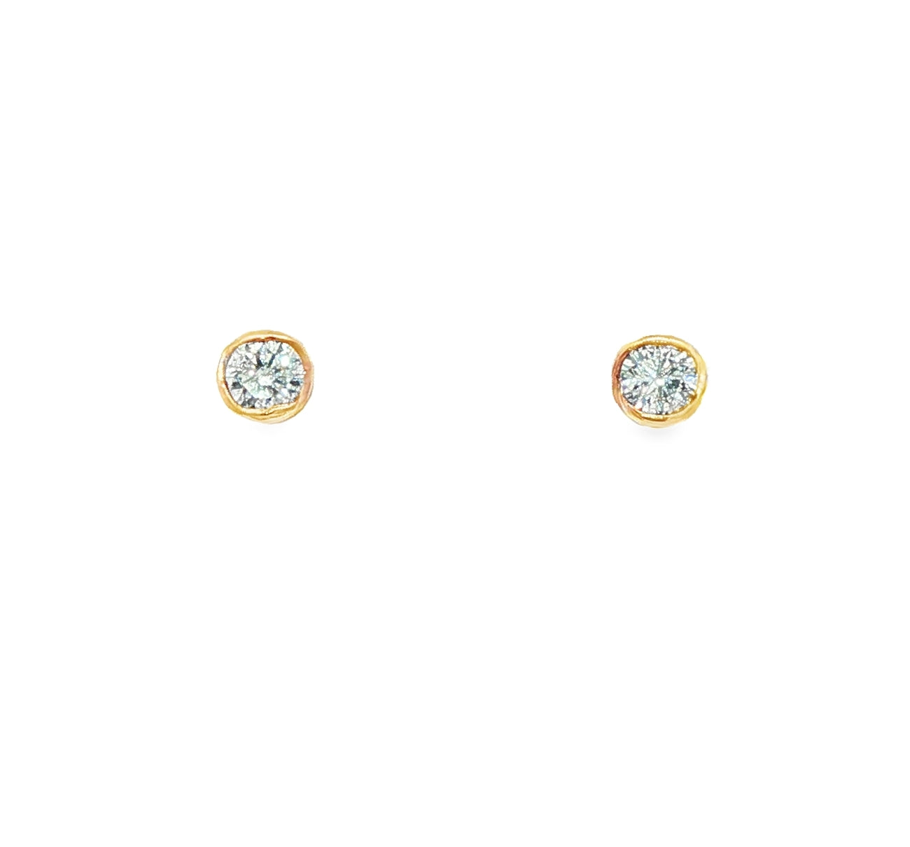 18ct Rose & White Gold Round Brilliant Cut Diamond Set 'Rose-bud' Earstuds - 0.27ct.