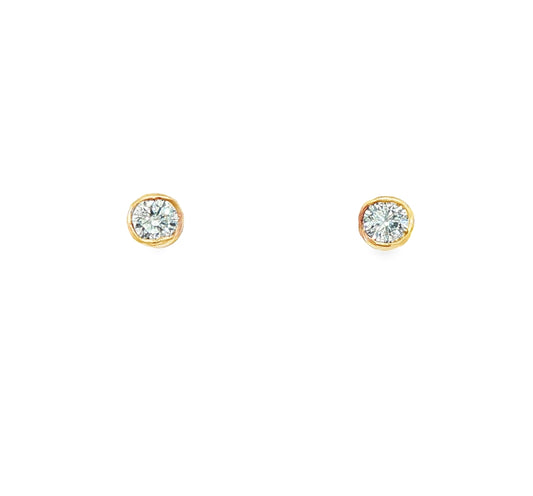 18ct Rose & White Gold Round Brilliant Cut Diamond Set 'Rose-bud' Earstuds - 0.27ct.