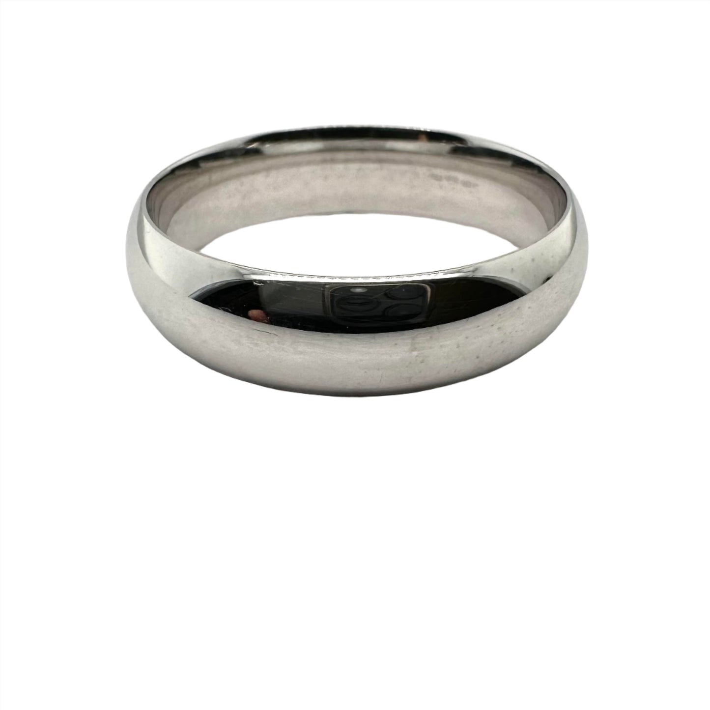 9ct white gold 6.0mm plain court wedding band.