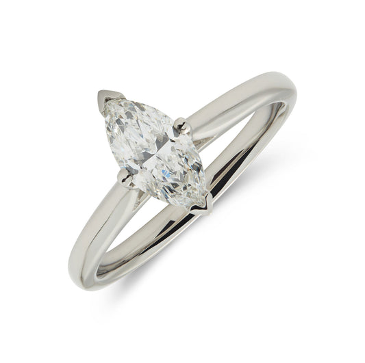 Platinum four claw marquis cut diamond solitaire ring -1.01ct