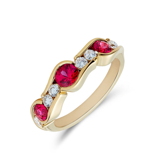 18ct-Yellow-Gold-Ruby-Diamond-Eternity-Ring-Front-View