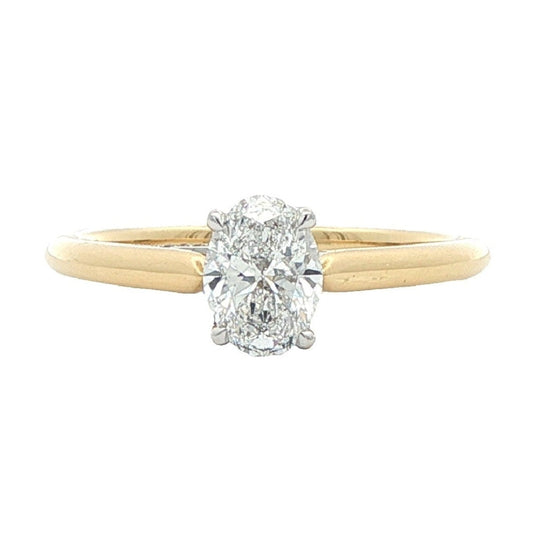 Bespoke: 18ct yellow and white gold oval cut diamond engagement ring - 0.70ct