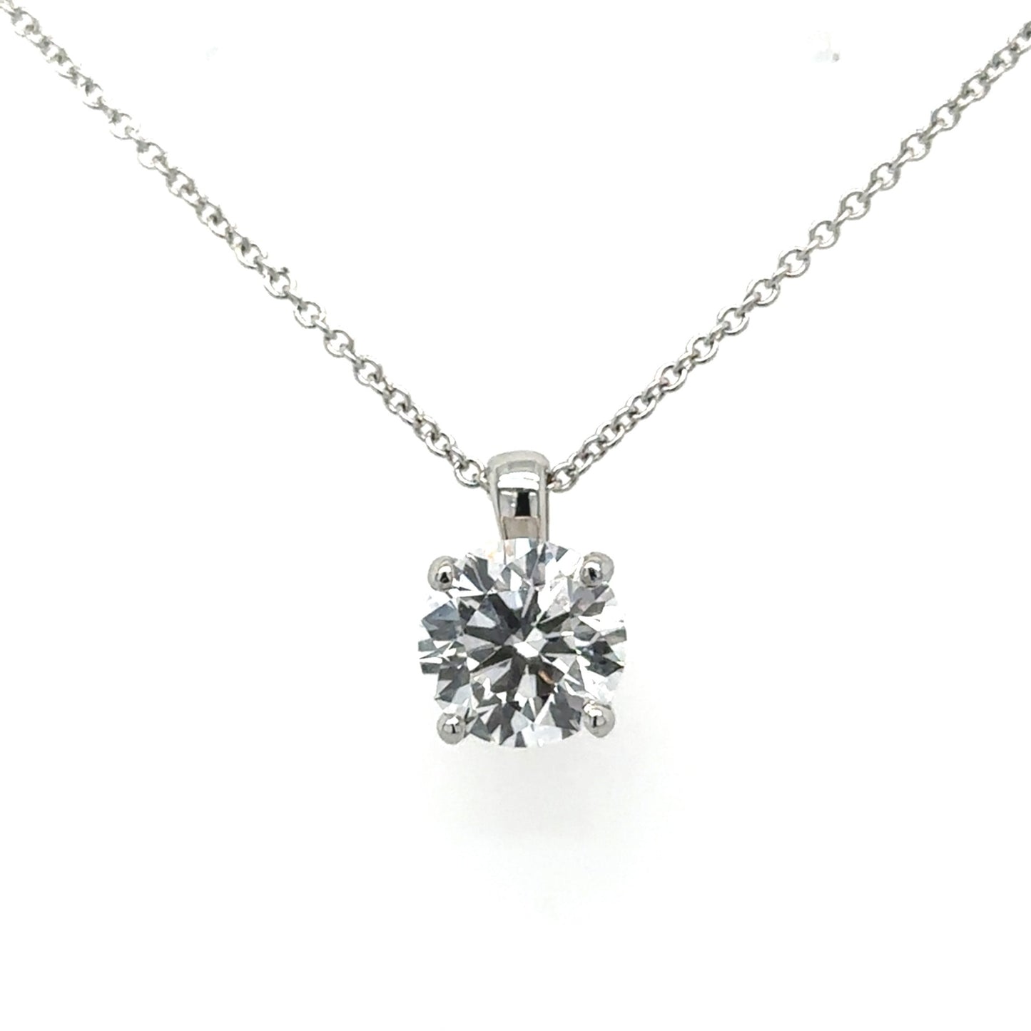 LAB GROWN: One platinum brilliant cut diamond four claw 'Tulip' pendant - 2.03ct