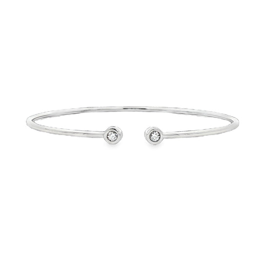 18ct white gold open 'twist & torc' diamond set bangle - 0.10ct
