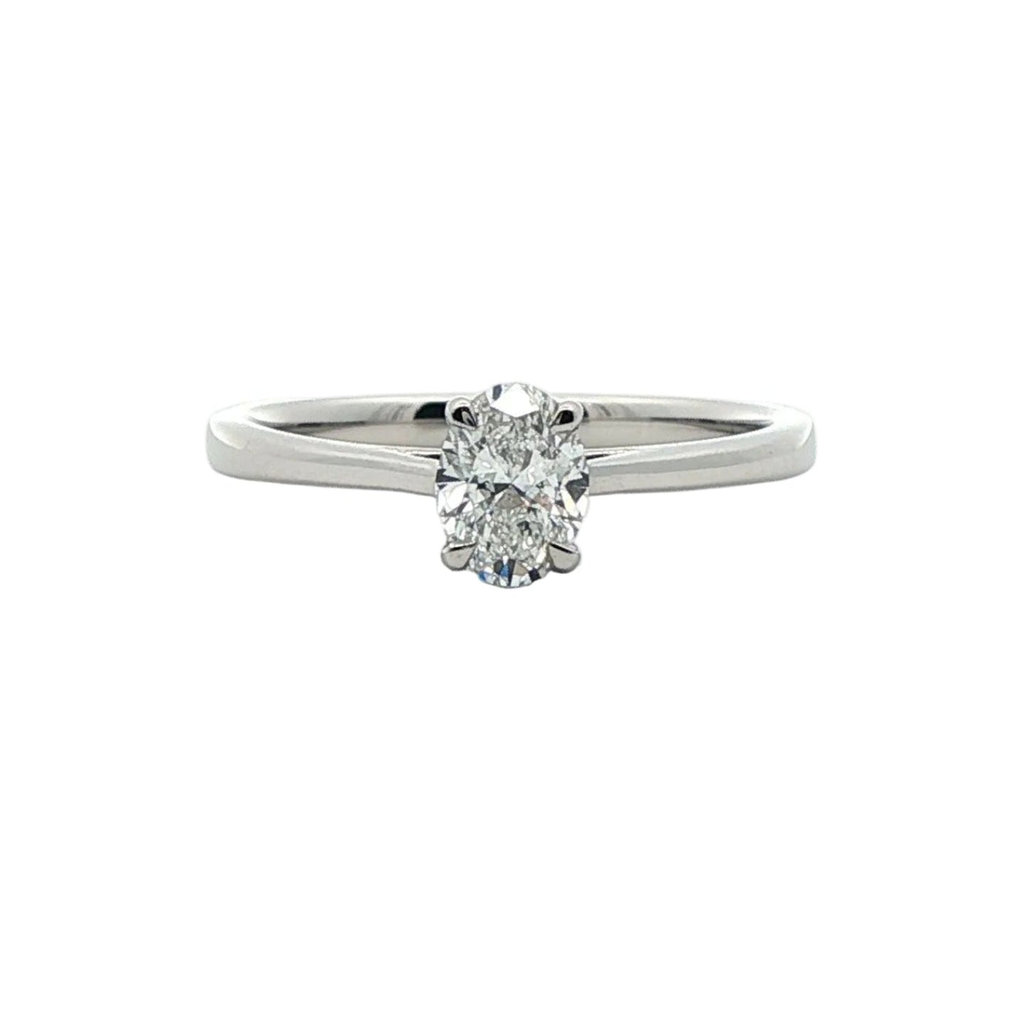 Platinum oval brilliant cut diamond solitaire ring - 0.50ct