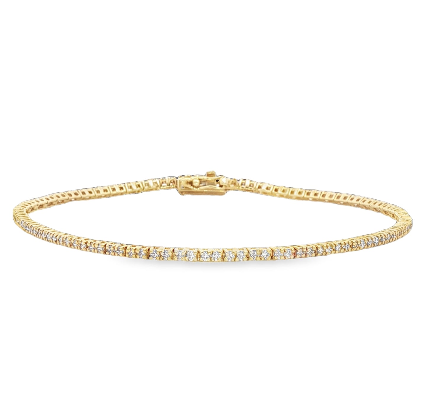 18ct Yellow Gold Brilliant Cut Diamond Four Claw Set Bracelet - 0.90ct