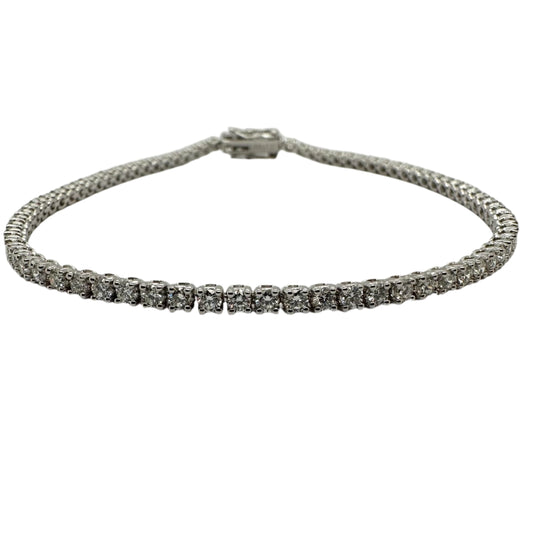 18ct white gold round brilliant cut diamond set line bracelet - 2.08ct