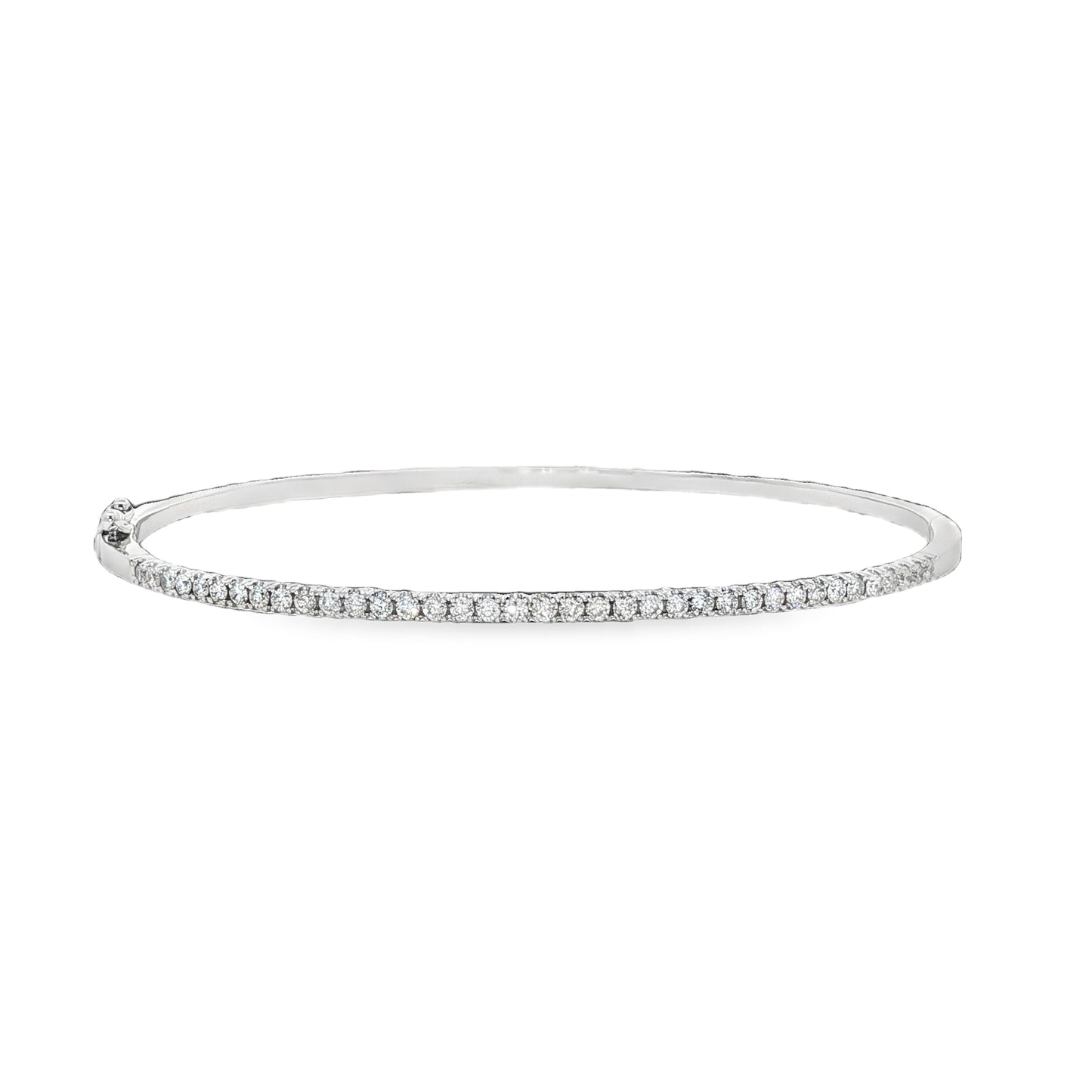9ct White Gold Diamond Set Oval Bangle - 0.51ct