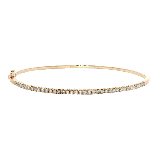 9ct Yellow Gold Diamond Set Oval Shaped Bangle - 0.51ct