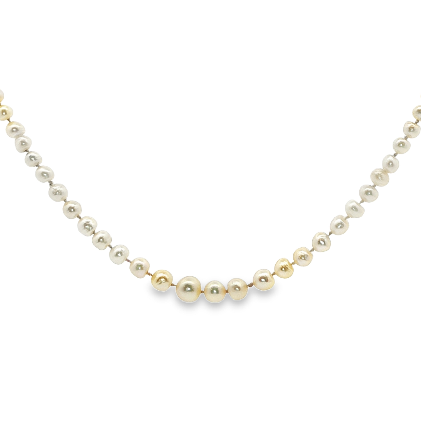 Pre-Owned: Natural Salt Water Pearl Necklace on Diamond Set Clasp.