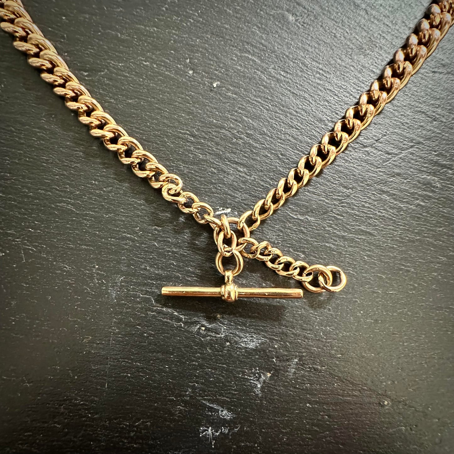 Pre-Owned: 9ct rose gold 16" 'Albert' chain - Polish finish