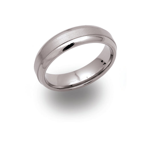 Tungsten carbide 6.0mm with with matte center & polish edges.