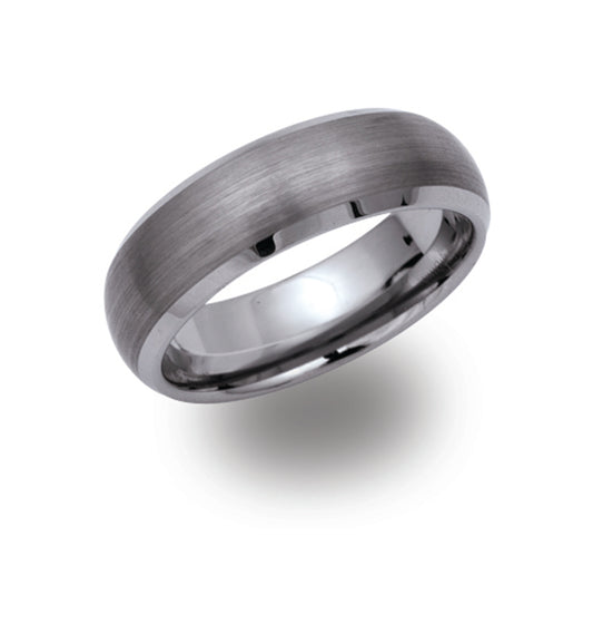 Tungsten carbide 7.0mm court shaped wedding band with chamfered edges - Brush & Polish finish.