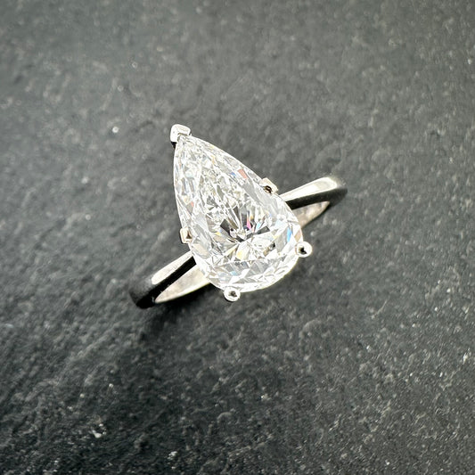 Pre-Owned: Platinum pear cut diamond solitaire ring - 2.01ct
