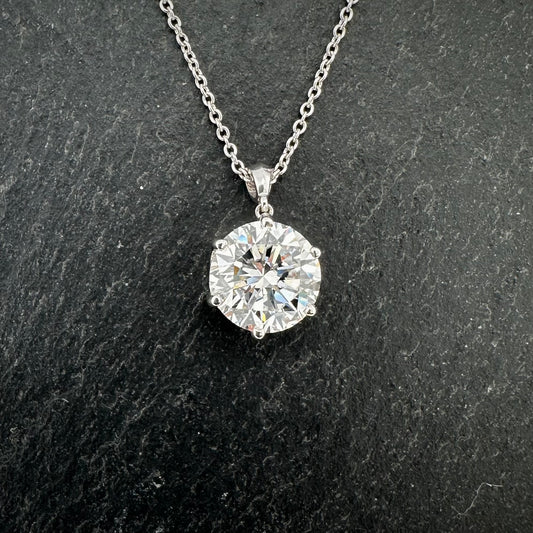 Pre-Owned: Precious white metal diamond solitaire pendant - 3.54cts