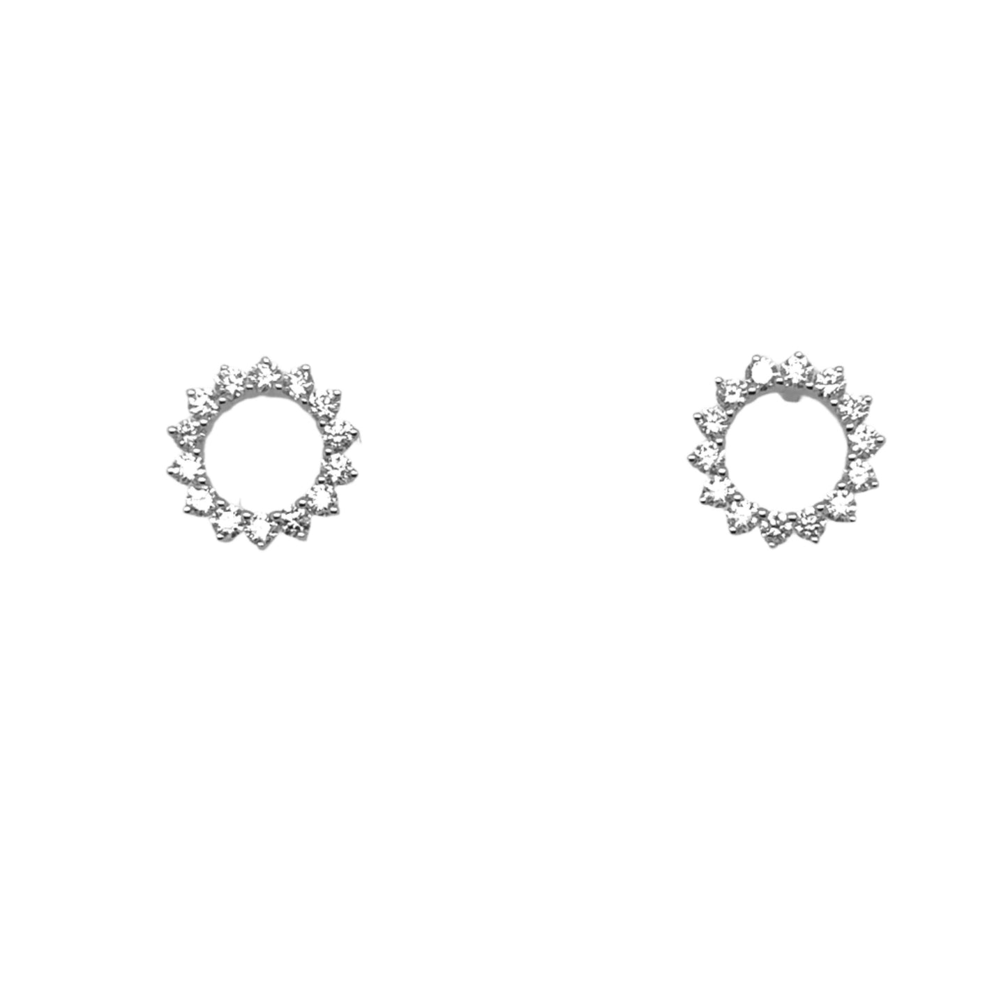 14ct white gold diamond set open circle stud earrings - 0.39ct