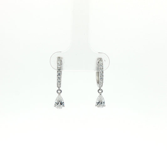 Carat sterling silver 'Leni' micro stone set hoops with pear shape drop earrings.