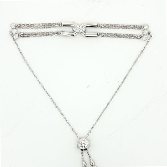 Carat 'Stevie' Marquis & round brilliant cut stone silver bracelet on adjustment slider.