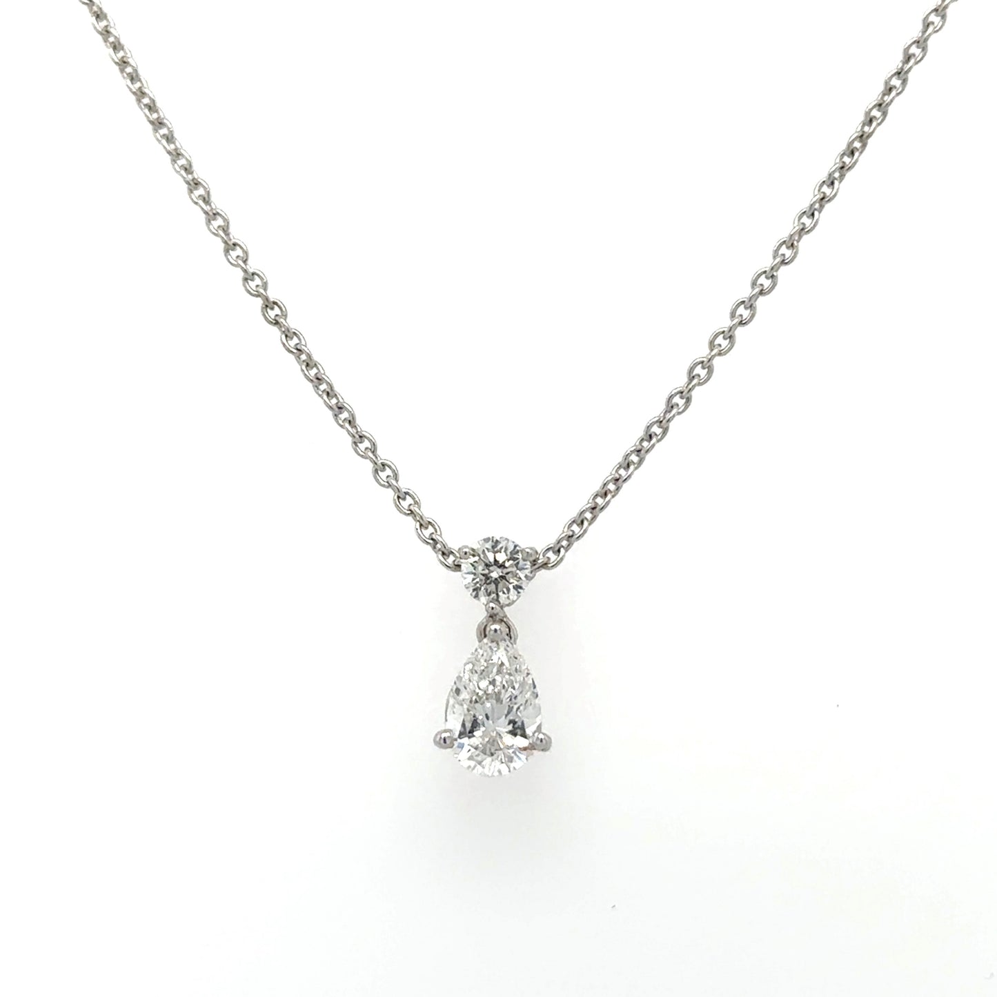 18ct white gold pear shape and brilliant cut diamond pendant - 0.65ct