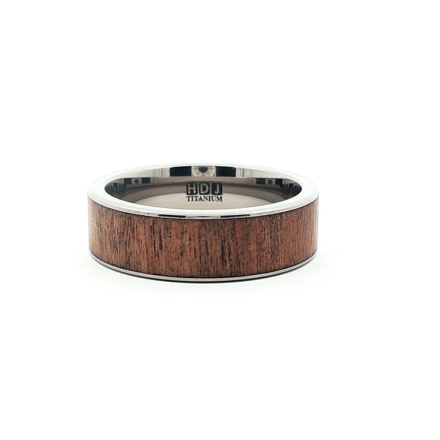 Titanium Flat Court & Chatkekok Wooden Inlay 6.0mm to 7.0mm Ring