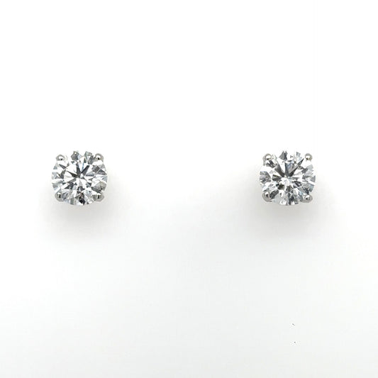 LAB GROWN: 9ct white gold brilliant cut diamond four claw 'Tulip' stud earrings - 2.20ct