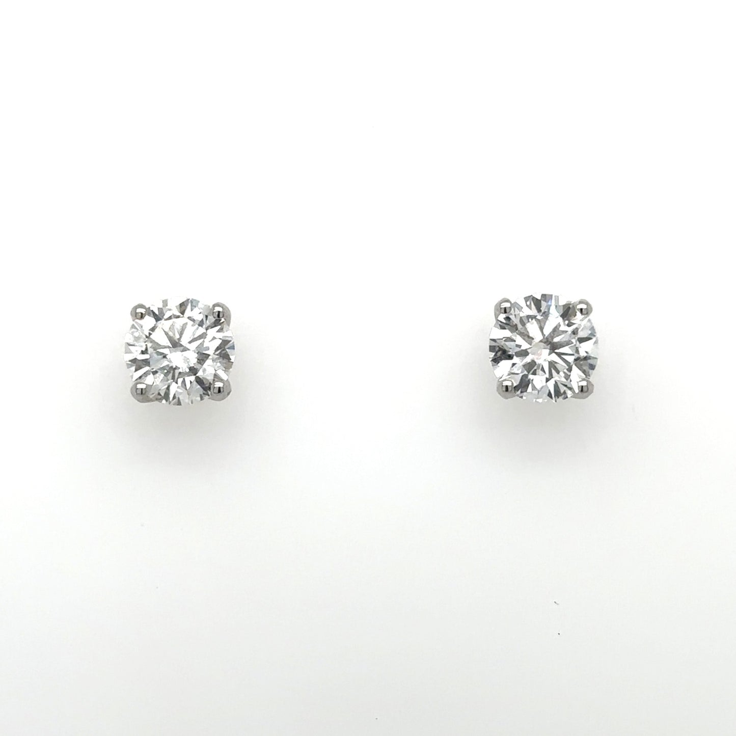 LAB GROWN: 9ct white gold brilliant cut diamond four claw 'Tulip' stud earrings - 3.20ct