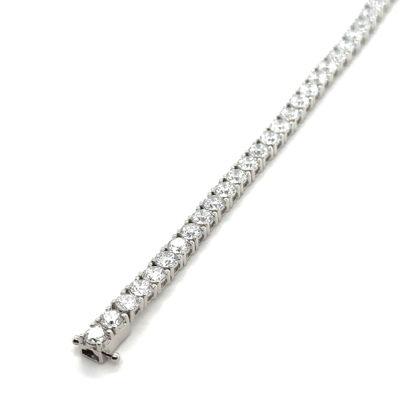 LAB-GROWN: Platinum brilliant cut diamond claw set line bracelet - 9.98ct.