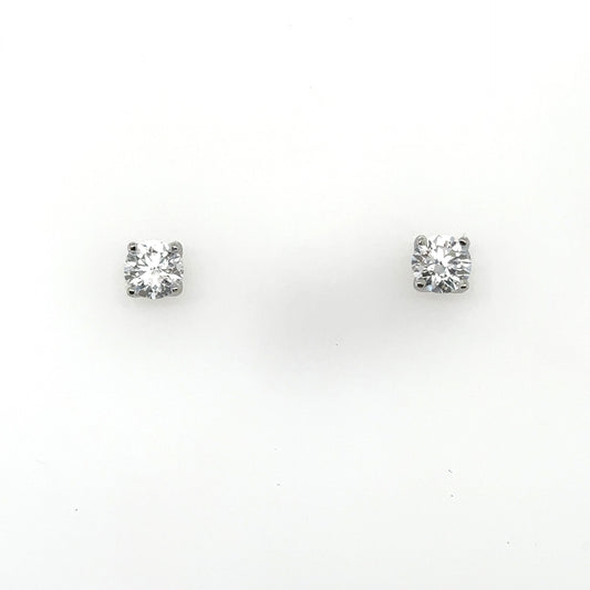 LAB GROWN: Platinum Lab Grown brilliant cut diamond four claw 'Tulip' stud earrings - 1.04ct