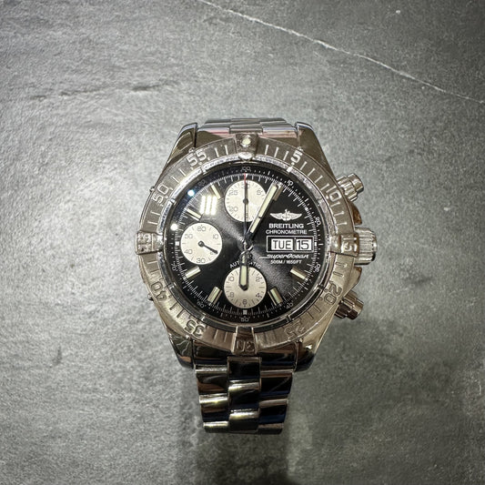 Pre-Owned: One Stainless Steel Breitling 41.0mm 'Super Ocean Heritage' Chronograph Automatic Bracelet Watch.