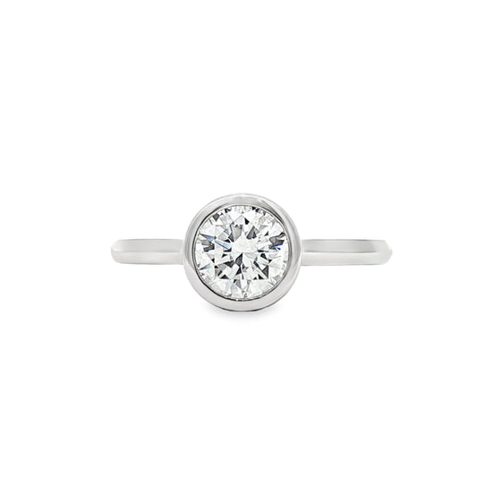 LAB GROWN: Platinum Round Brilliant Cut Diamond Solitaire Ring - 1.00ct
