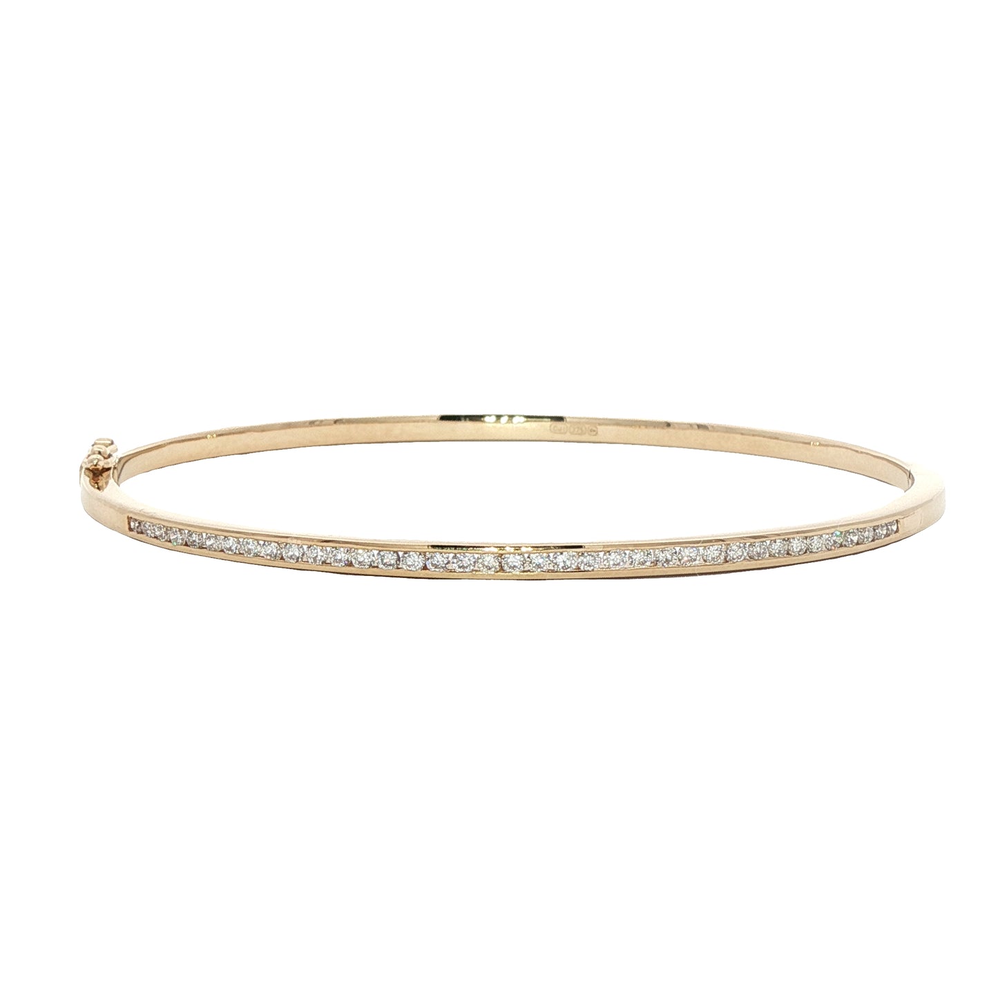 9ct yellow gold diamond Channel set oval bangle - 0.50ct