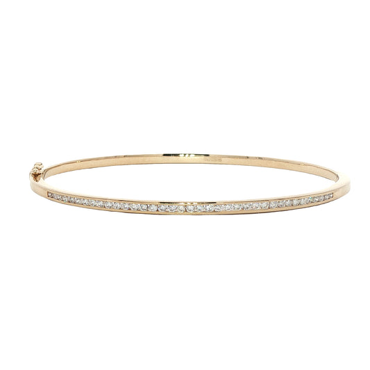 9ct yellow gold diamond Channel set oval bangle - 0.50ct