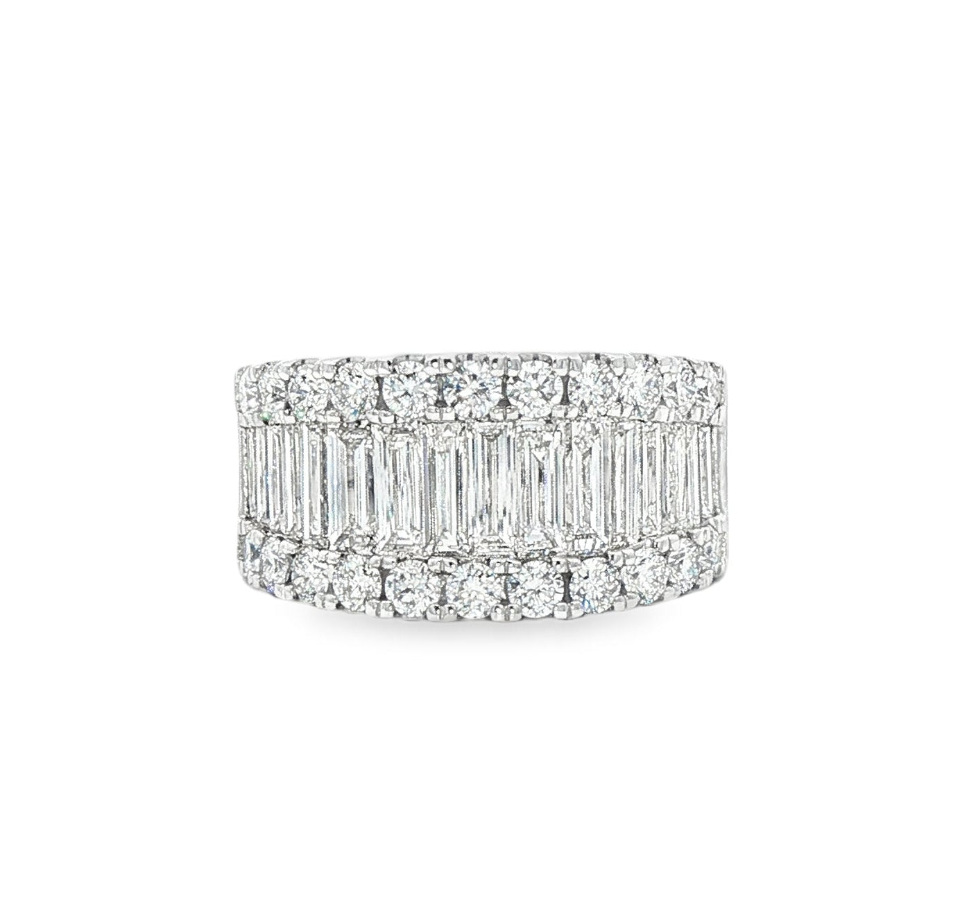 LAB GROWN: Platinum baguette and brilliant cut diamond tapered dress ring - 3.60ct