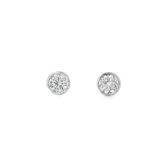 LAB GROWN:  Platinum Round Brilliant Cut Diamond Studs - 2.04ct