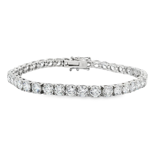 LAB GROWN: 9ct White Gold Round Brilliant Cut Diamond Line Bracelet - 11.48ct